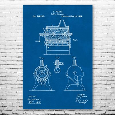 #ad #ad Burns Coffee Roaster Poster Patent Print Kitchen Wall Art Roaster Blueprint $12.95