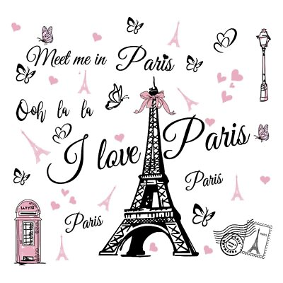 #ad Paris Tower Wall Stickers Eiffel Tower Wall Decal Peel and Stick Paris Tower ... $18.64
