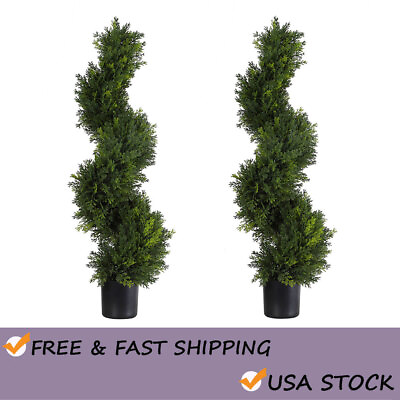 #ad Artificial Cedar Tree Topiary Trees Artificial Outdoor 2 Pack Front Porch Decor $49.99