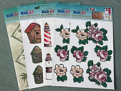 #ad Wall Art Self Adhesive Decals Mixed Sheets Washable Fade Resistant Lot of 5 $6.40