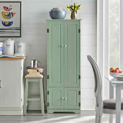 #ad Mint Green Storage Organizer Cupboard Country Kitchen Cabinet 5ft Tall $259.77