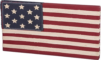 #ad NEW Primitive Canvas amp; Wood Box Sign Patriotic Flag USA Americana 4th of July $36.99