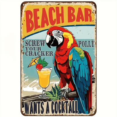 #ad Beach Bar Polly Wants a Cocktail Coastal Decor Wall Art Wall Decor $17.00