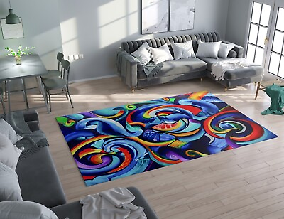 #ad Colorful Rug abstract art rugs psychedelic rug colorful floor rug grafiti rug $59.00