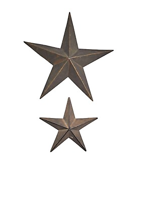 #ad Primative Country Metal Star Wall Hangings Rustic Farmhouse Set Of 2 $24.99