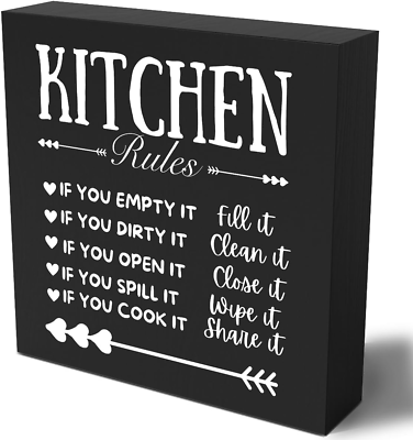 #ad Funny Kitchen Decor Rustic Kitchen Decorations Wood Sign Desk Decor Farmhouse Bl $16.81