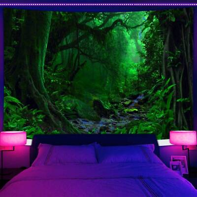 #ad #ad Large Wall Art Blacklight Poster UV Reactive Tapestry Wall Hanging Green Plant $18.98