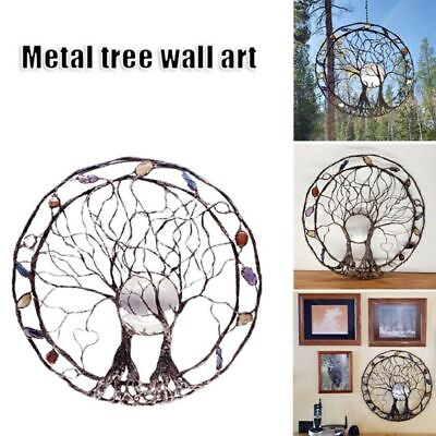 #ad Tree of Life Wall Plaque 9.8in Circle Of Life Metal Tree Wall ArtGarden Decor $13.96