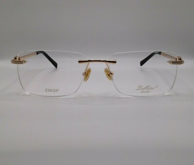 #ad Zellini Lunettes ZL617 C1 23KGP Gold Plated Rimless Eyeglasses Frames 57 18 145 $183.60