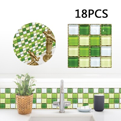 #ad PVC Wall Stickers for Kitchen Bathroom Waterproof Mildewproof 18 Pieces $11.94