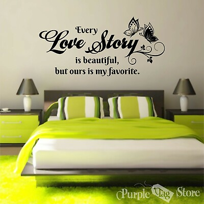 Love Story Vinyl Art Butterflies Home Wall Bedroom Room Quote Decal Sticker $38.99