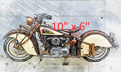 #ad Set of 4 Old Motorcycle Prints Unframed Retro Art Wall Decor Gift Nostalgia $10.50