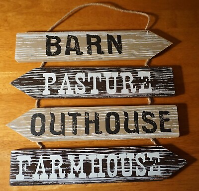 #ad Rustic Wood Barn Farm Outhouse Arrow Sign Country Primitive Farmhouse Decor NEW $18.95