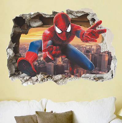 #ad NEW 3D Spiderman Removable Wall Stickers Kids Home Decal room Decor USA $8.81