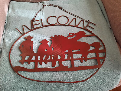 #ad #ad Vintage Handmade Cowboy Welcome Sign Western Decor $15.00