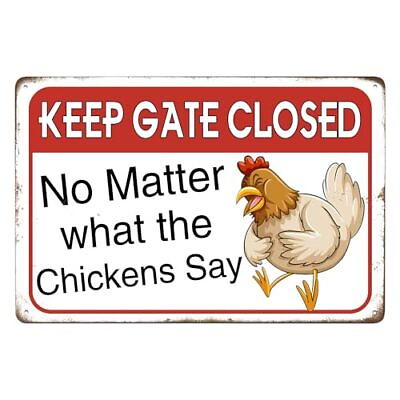 #ad #ad Chicken Tin Sign Keep Gate Closed Metal Sign Vintage Home Farmhouse Bathroom ... $19.03