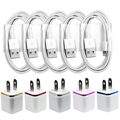 #ad 5X White Home Wall AC Charger amp; USB Charge Cable Cords for iPhone 14 13 12 11 X $10.75