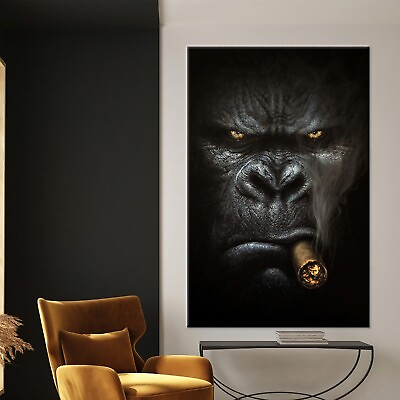 #ad Smoking Gorilla Wall Art Gorilla Poster Canvas Wall Art Smoking Monkey Wall $30.00