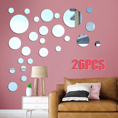 #ad #ad 3D Mirror Wall Stickers Acrylic Circle DIY Mural Decal Art Home Decor Removable $8.98