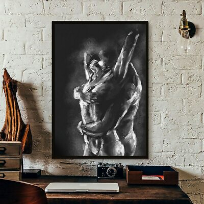 #ad Canvas Painting African Art Black Couple Posters Prints Abstract Canvas Wall Art $23.49