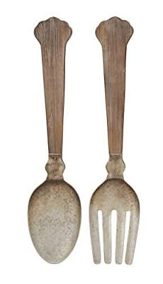 #ad #ad 79 Metal Utensils Spoon and Fork Wall Decor Set of 2 8quot;W 38quot;H Brown $71.40