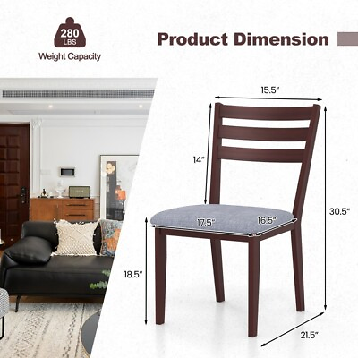 #ad Set of 2 Upholstered Armless Kitchen Chairs Rubberwood Frame Sturdy Dining Chair $88.99
