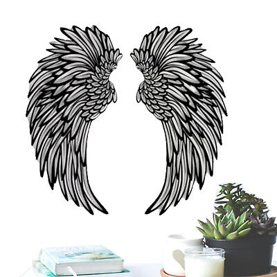 #ad 1Pair Angel Wings Wall Art Metal Angel Wing Modern Wall Sculpture for Decoration $20.39