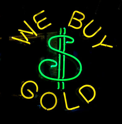#ad We Buy Gold Silver Open Lamp Neon Light Sign 24quot;x20quot; Wall Room Cave Decor Glass $236.86