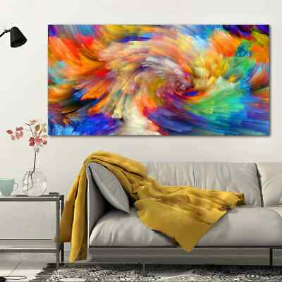 #ad Abstract Rainbow Canvas Painting Canvas Wall Art Posters For Living Room Decor $20.23