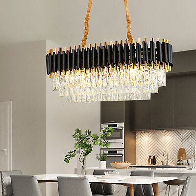 #ad #ad 80cm Rectangle K9 Crystal Chandelier Modern Home Bar Pendant Lamp Lighting Decor $179.64