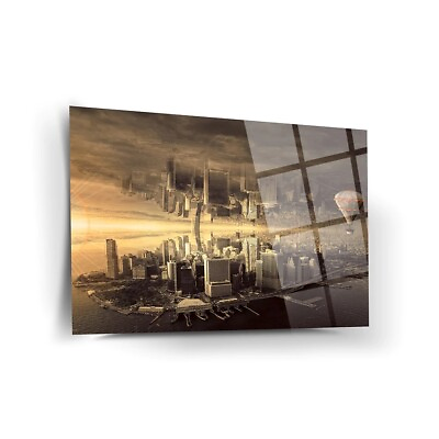 #ad Reverse City Tempered Glass Wall Art Fade Proof Home Decor Wall Hangings $99.00