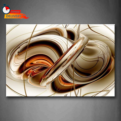 #ad Abstract Orange White Lines Wall Art Painting the Picture Print on Canvas Abs $73.03