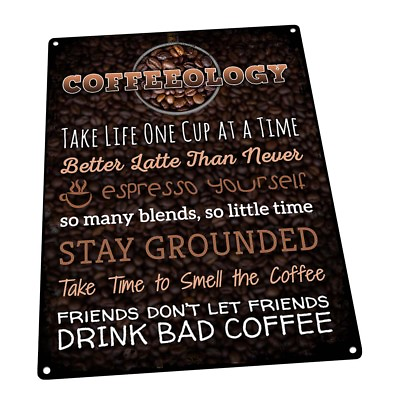 #ad Coffeeology Metal Sign; Wall Decor for Kitchen and Dinning Room $89.99