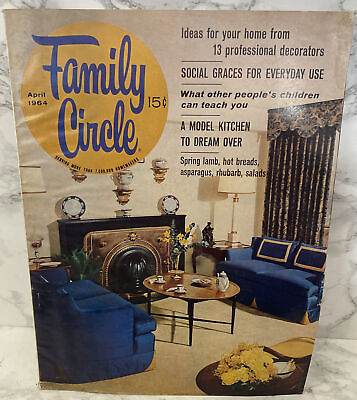 #ad Family Circle Magazine April 1964 Social Graces Model Kitchen Decorators $7.00