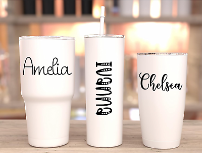 #ad Custom Personalized Vinyl Lettering Name Decal Sticker Car Window Tumbler Flask $1.98