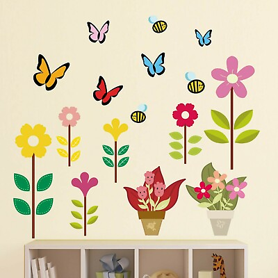 #ad Blossom Flowers Fabric Wall Stickers Non Toxic Removable Decals $39.00