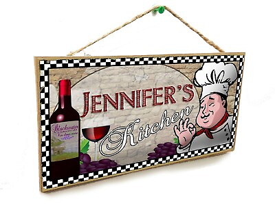 #ad Jennifer#x27;s Kitchen Italian Wine Fat Chef Style 5x10 Jennifer SIGN $15.99