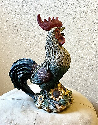 #ad Rooster Resin Statue Large Size Country Home Decor $20.00
