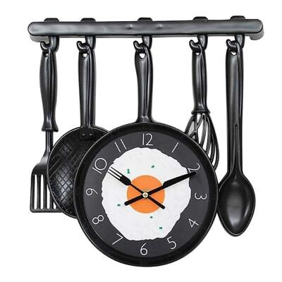 #ad Kitchen Decorative Frying Pan Wall Mounted Clock with Fried Egg for Dinning Hall $28.15
