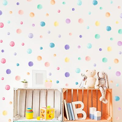 #ad 153 Pcs Polka Dot Peel and Stick Wall Decals Vinyl Watercolor Wall Stickers fo $20.39