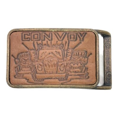 #ad Vintage Leather Over Metal Belt Buckle Convoy Trucker $13.99