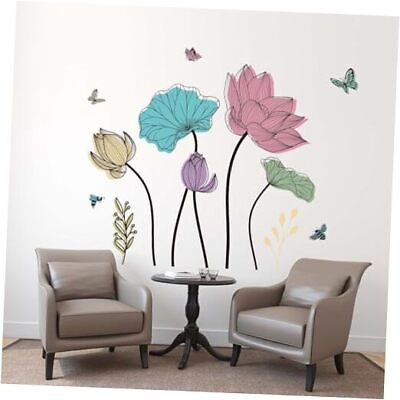 #ad Watercolor Flower Wall Stickers Wildflower Floral Butterflies Wall Decals $27.69