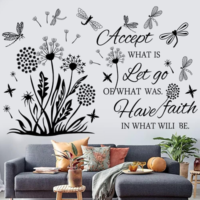 #ad Inspirational Wall Stickers Quotes Wall Art Accept Let Go Have Faith Dandelion W $17.63