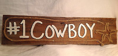 #ad Western Decor Cowboy Sign Wall Plaque Picture Barnwood Ranch Horses Roping $12.00