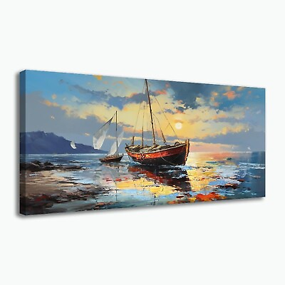 #ad #ad Abstract Canvas Wall Art Seascape Painting Sunrise Landscape Picture Textured... $104.69