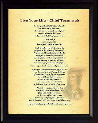 #ad Chief Tecumseh Live Your Life Poster Print Picture or Framed Wall Art $19.81