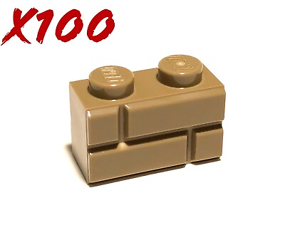 #ad Lego 100 Dark Tan 1 x 2 with Masonry Profile #98283 Brick Wall Building Blocks $16.49