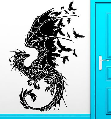 #ad Wall Sticker Dragon Birds Fantasy Fairytale Gothic Decor For Bedroom z2514 $21.99