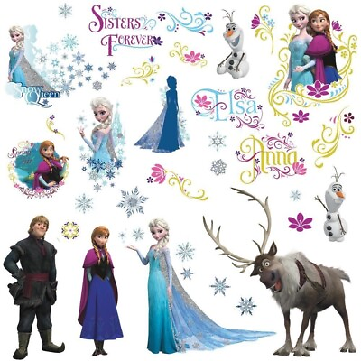 #ad 36 New Disney FROZEN Family ANNA ELSA OLAF Wall Decals Stickers Bedroom Decor $16.99