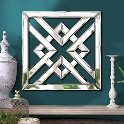 #ad QMDECOR Decor Mirror Size 12x12 inches Square Mirrored Silver Wall Decorative $33.03